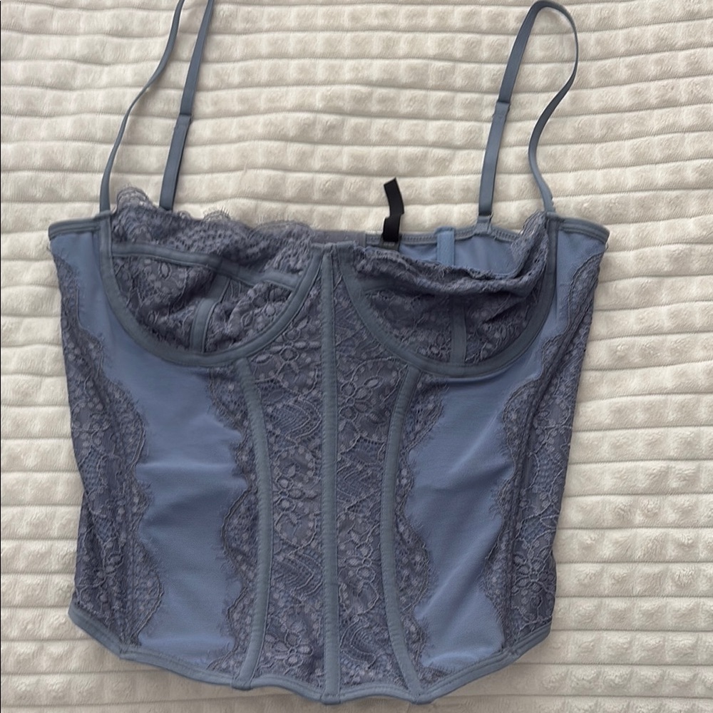 Blue Lace Bustier Top